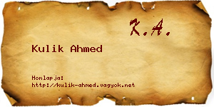 Kulik Ahmed névjegykártya